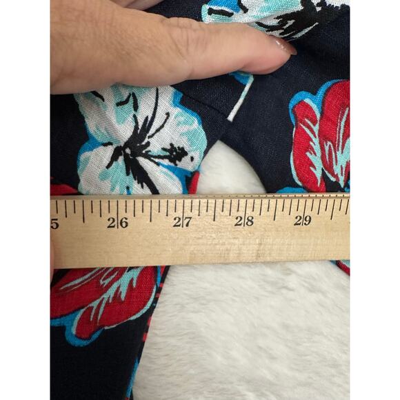 NWT Talbots Navy Floral Longline Top 3X Beaded 100% Linen - Picture 7 of 9